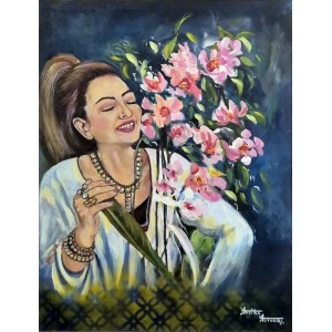 Fasiha Farooq, Whispers of the Blooming Soul, 18 24 inch, Acrylic on Canvas, Figurative Painting, AC-FFQ-002